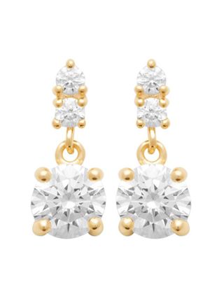 Lykka Casuals gold-plated tripple stone drop silver earrings