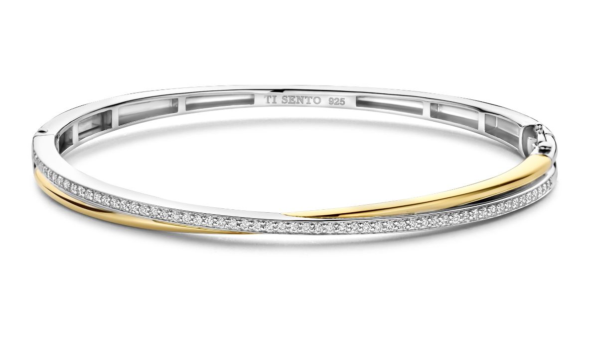 TI SENTO two-tone crossover bangle bracelet 23045ZY