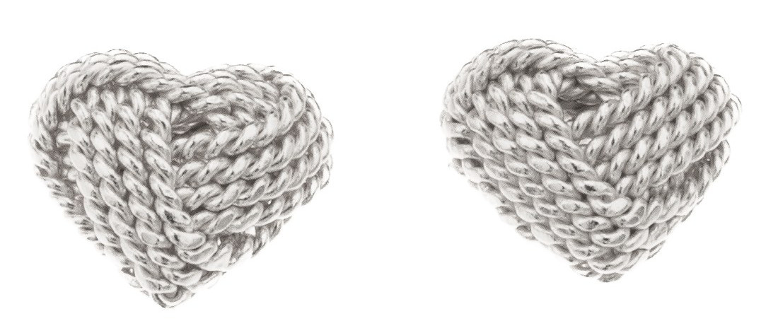 Silver Bar weaved heart earrings 10 mm 2319 