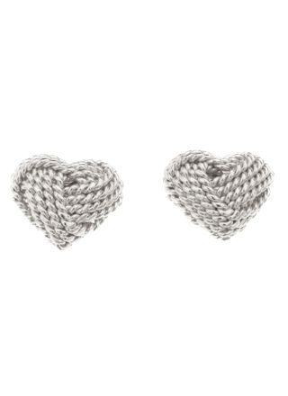 Silver Bar weaved heart earrings 10 mm 2319 