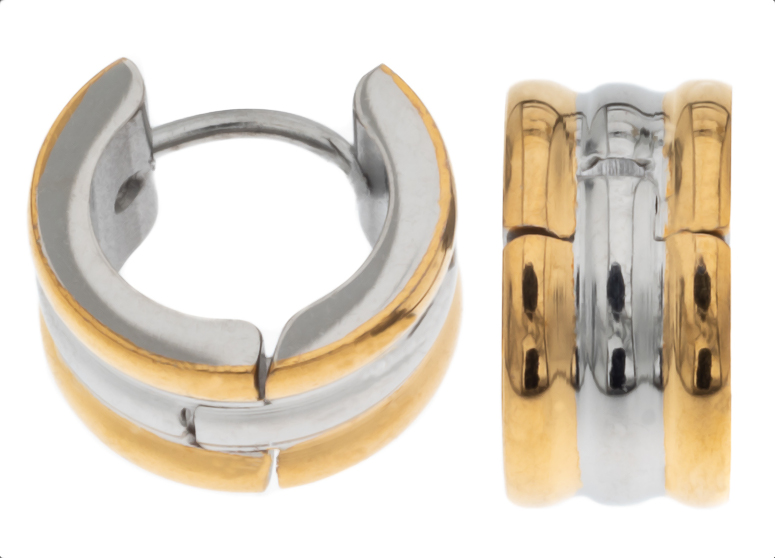 Silver Bar hoops 7x9 mm steel goldplated-steel 2349