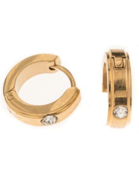 Silver Bar hoops 4x12 mm steel zirconia goldplated 2351