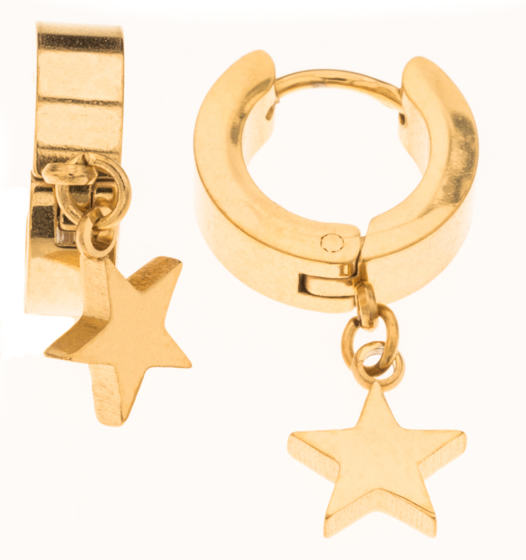 Silver Bar star hoops 4x12 mm steel goldplated 2353