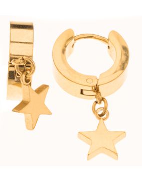 Silver Bar star hoops 4x12 mm steel goldplated 2353