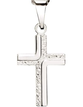 Saurum white gold confirmation cross 8162