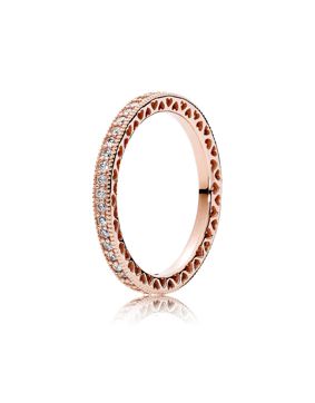 Pandora 14k Rose Gold-Plated 180963CZ Hearts of Pandora ring