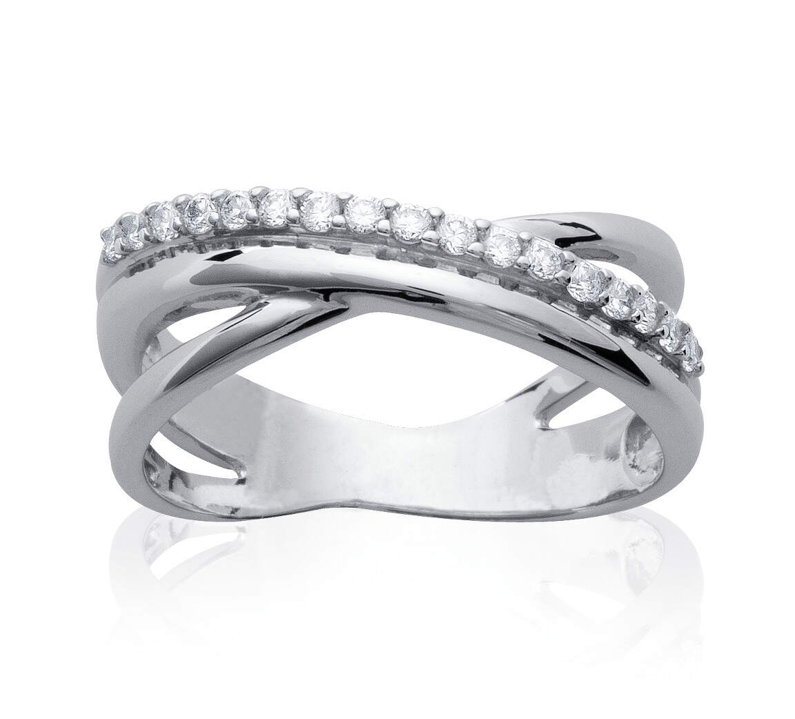 Lykka Casuals wide crossover silver ring 7 mm