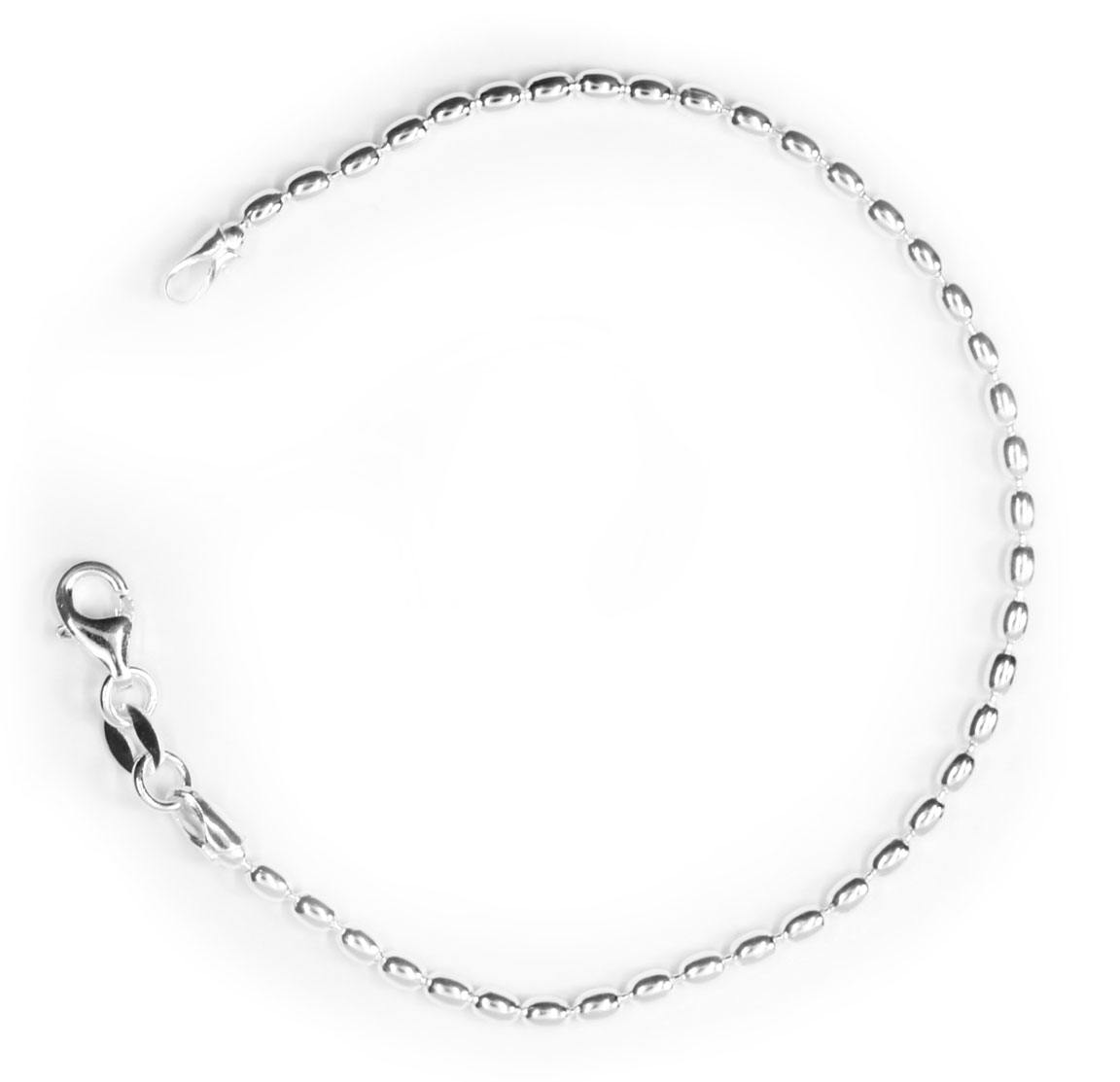 Rice bead chain Bracelet 925 Sterling Silver 2.3mm OLIIVI230/18.5