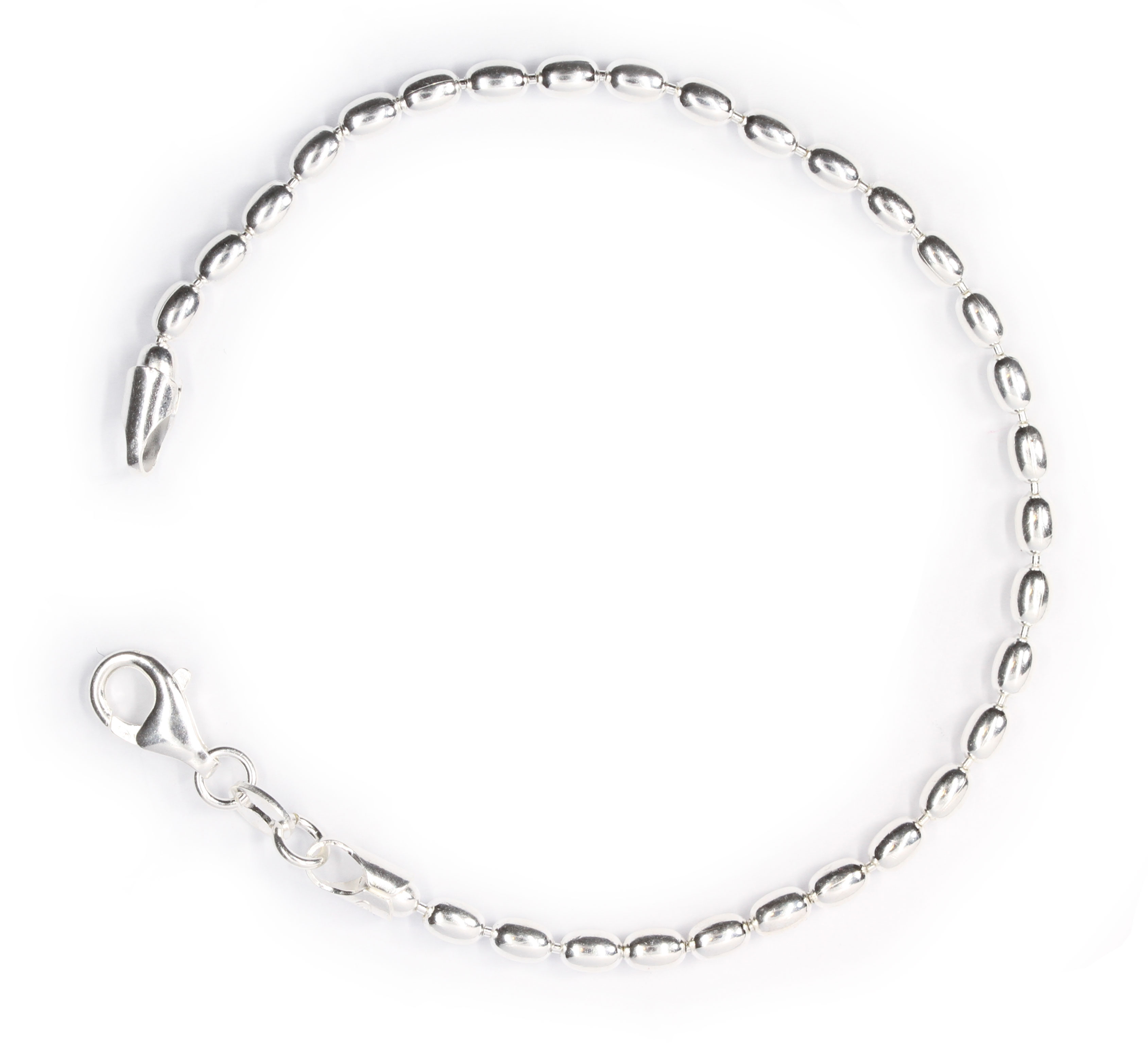 Rice bead chain Bracelet 925 Sterling Silver 3mm OLIIVI300/18.5