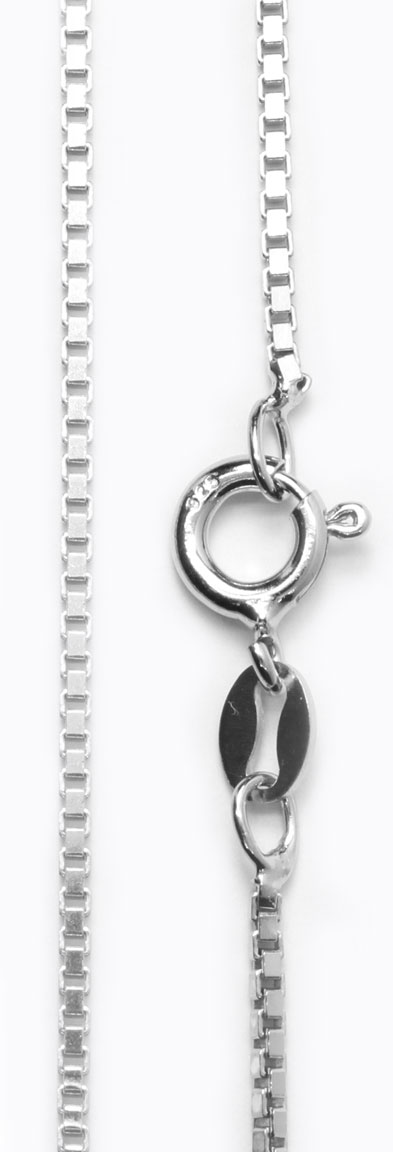 Box chain Necklace rhodinated 925 Sterling Silver 1.2mm R/VEN024/50