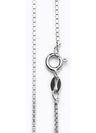 Box chain Necklace rhodinated 925 Sterling Silver 1.2mm R/VEN024