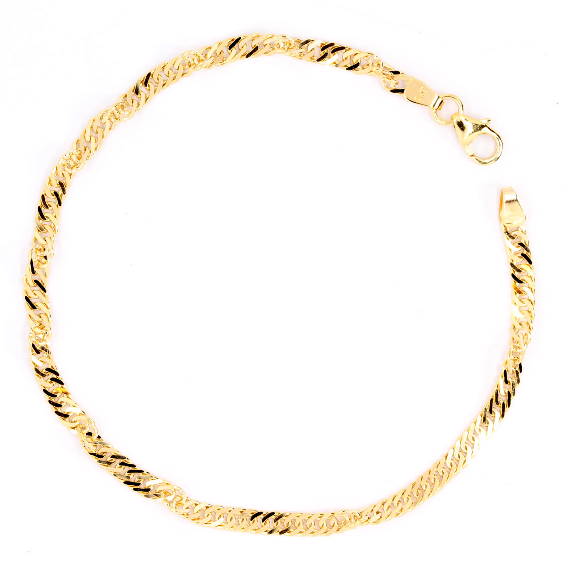 14ct Gold Singapore Chain Bracelet 3mm SIN055