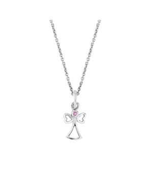 Lykka pink guardian angel silver necklace