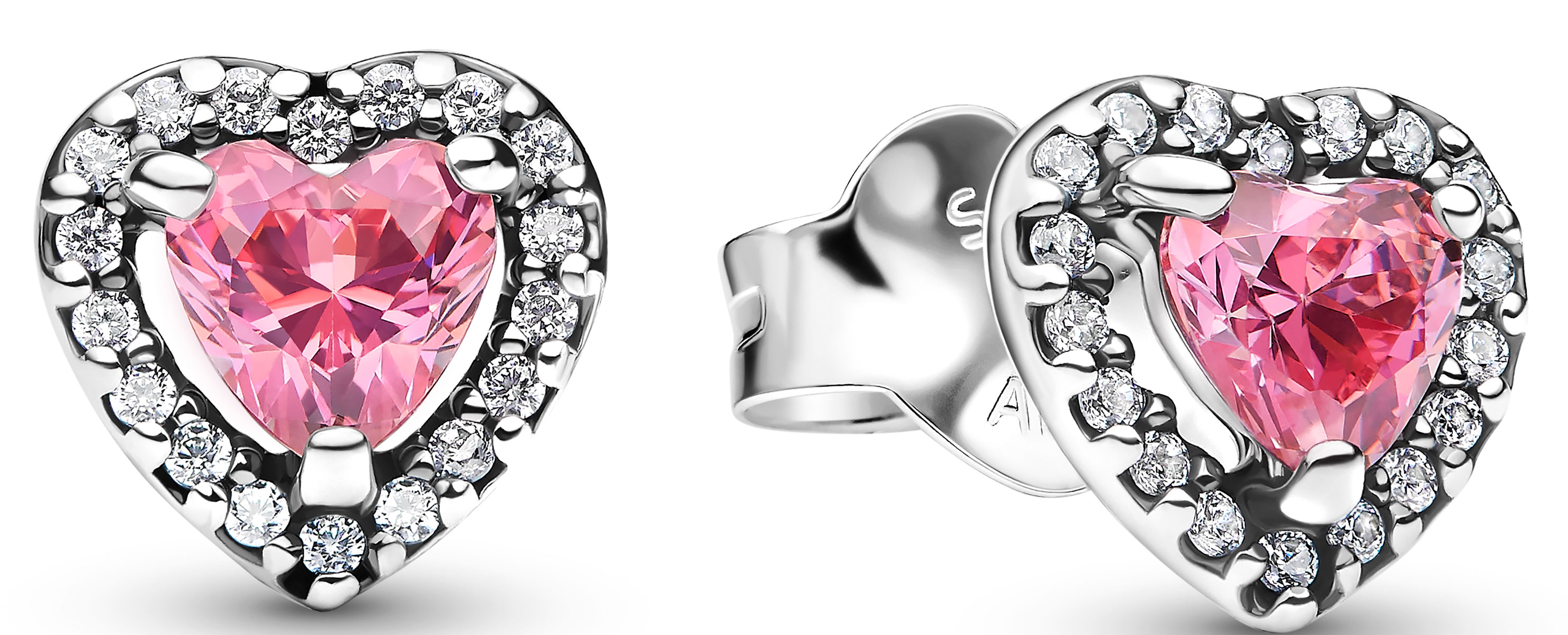 Pandora Timeless pink heart earrings 298427C02