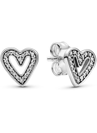 Pandora 298685C01 Sparkling Freehand Heart earrings