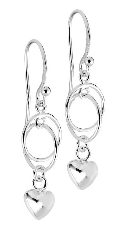 Silver Bar heart satellite hanging earrings 35 mm 3244