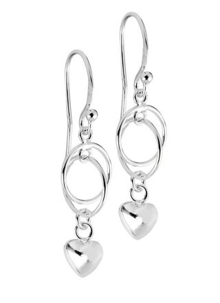 Silver Bar heart satellite hanging earrings 35 mm 3244