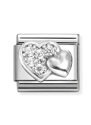 Nomination Composable Classic Silvershine symbols Raised hearts and WHITE cz 330304/47