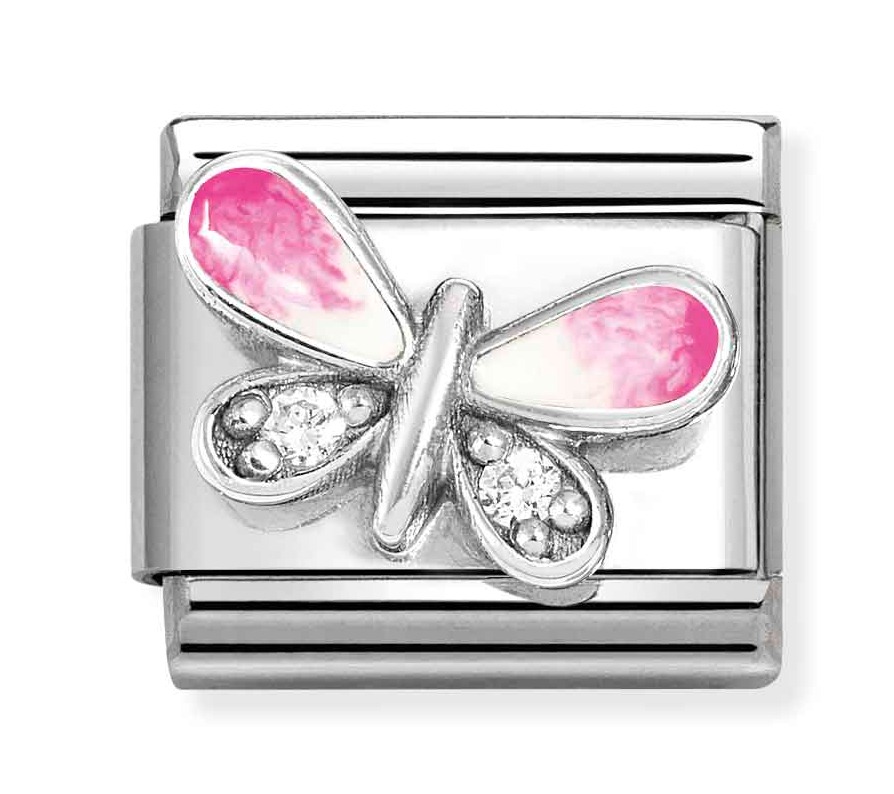 Nomination Composable Classic Silvershine symbols Butterfly pink WHITE 330321 09 watchesonline