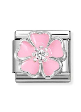Nomination Composable Classic Silvershine symbols WHITE pink peach blossom 330321/14