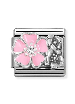 Nomination Composable Classic Silvershine symbols oxidized ROSE flower with flowers 330325/02