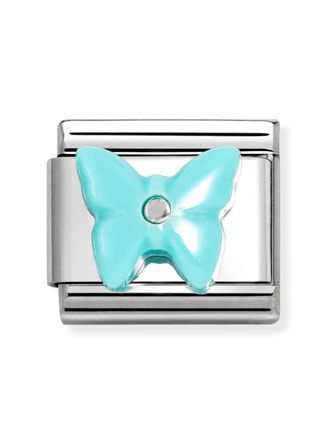 Nomination Composable Classic Silvershine stone symbols Butterfly in TURQUOISE RESIN 330509/15
