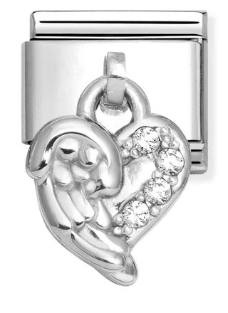 Nomination Classic Silvershine heart in white 331800/35