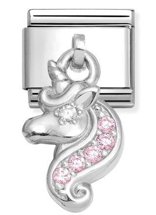 Nomination Classic Silvershine pink unicorn 331800/36