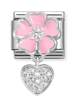 Nomination Composable Classic Silvershine charms Pink flower with heart 331814/01