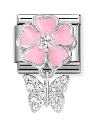 Nomination Composable Classic Silvershine charms Pink flower with butterfly 331814/02