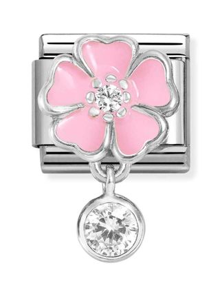 Nomination Composable Classic Silvershine charms Pink flower with round 331814/03