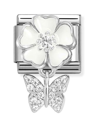 Nomination Composable Classic Silvershine charms White flower with butterfly 331814/05