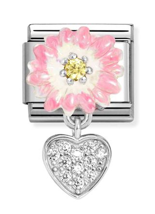 Nomination Composable Classic Silvershine charms Pink daisy with heart 331814/07
