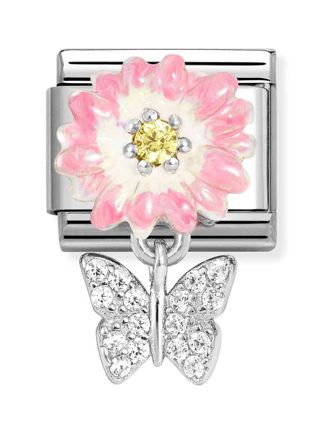 Nomination Composable Classic Silvershine charms Pink daisy with butterfly 331814/08