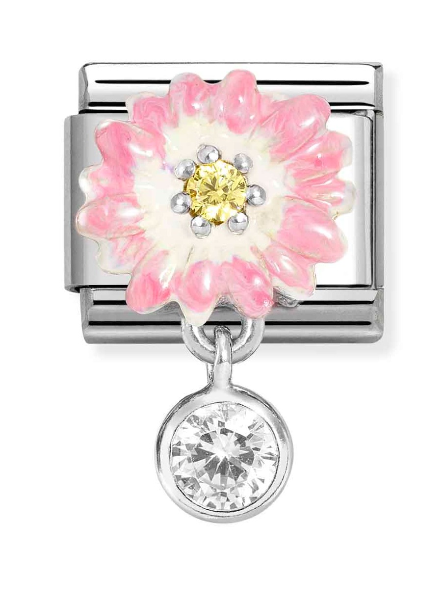Nomination Composable Classic Silvershine charms Pink daisy with roundel 331814 09
