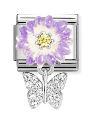 Nomination Composable Classic Silvershine charms Lilac daisy with butterfly 331814/11