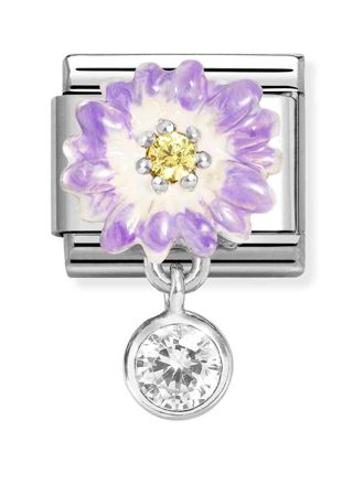 Nomination Composable Classic Silvershine charms Lilac daisy with roundel 331814/12
