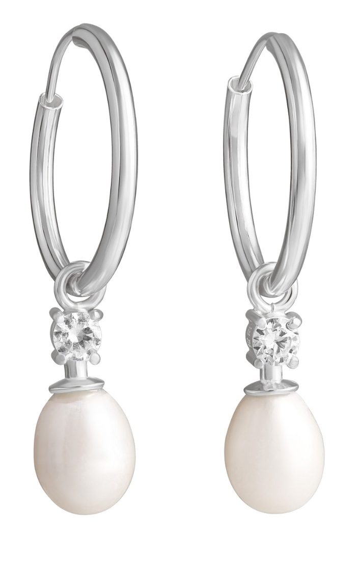 Lempikoru Moment of Joy silver hoop pearl earrings 33 011 30 000