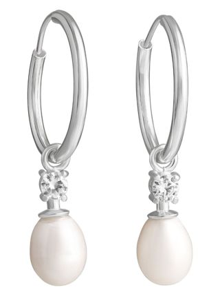 Lempikoru Moment of Joy silver hoop pearl earrings 33 011 30 000