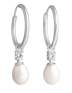 Lempikoru Moment of Joy silver hoop pearl earrings 33 011 30 000
