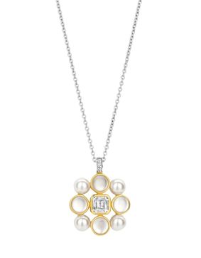 TI SENTO zirconia stone and pearl necklace 34046YP/42