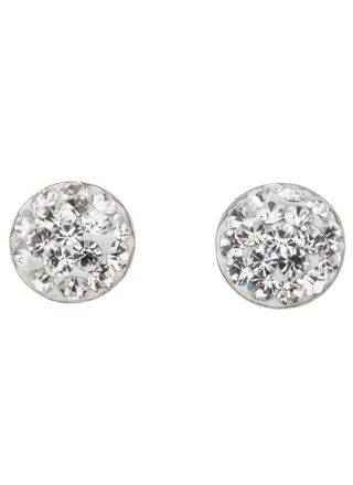 Silver Bar convex earrings pave clear 10 mm 3558