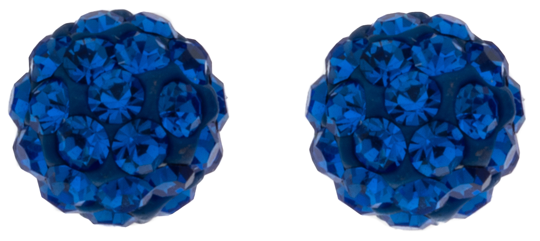 Silver Bar ball earrings pave blue 6 mm 3580