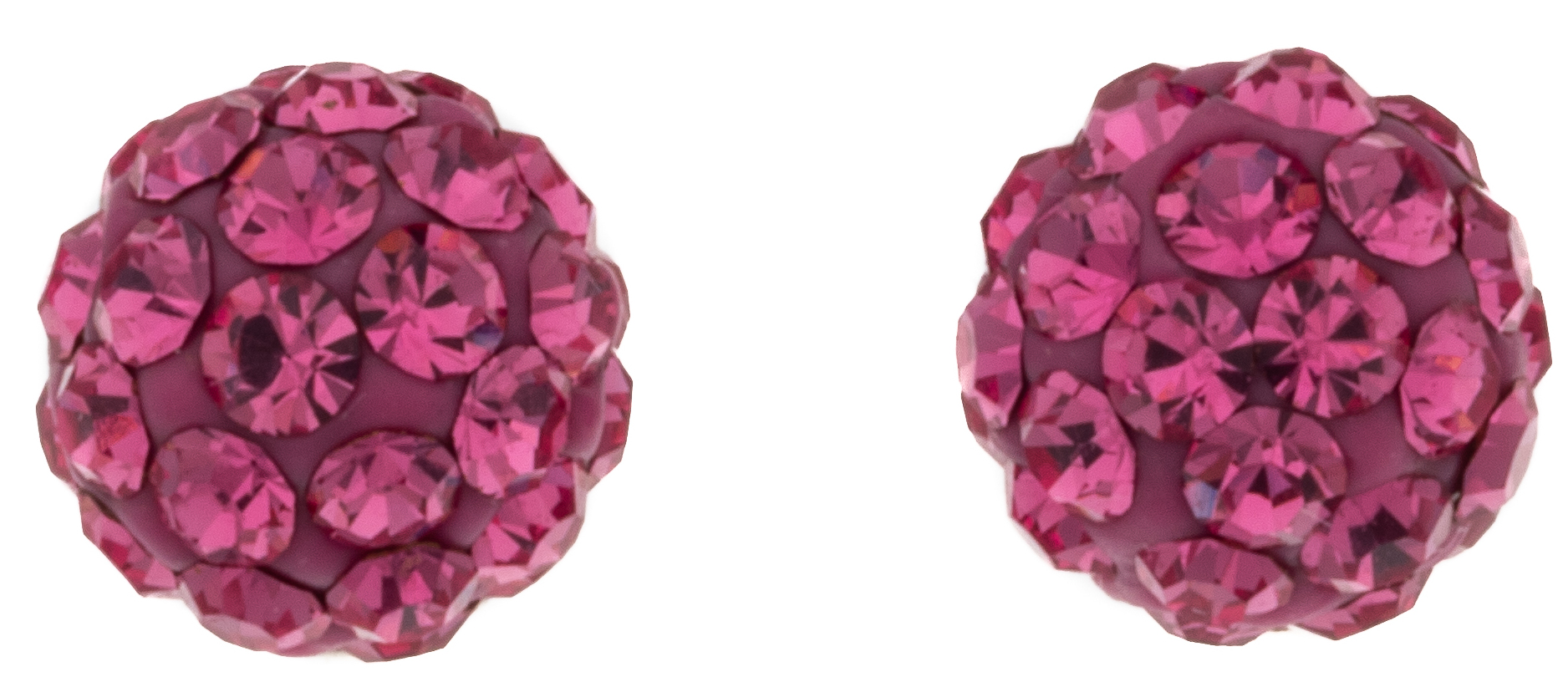 Silver Bar ball earrings pave pink 6 mm 3581