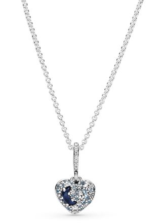 Pandora Sparkling Blue Moon & Stars Heart necklace 399232C01-50
