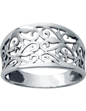 Lykka wide filigree silver ring 11 mm