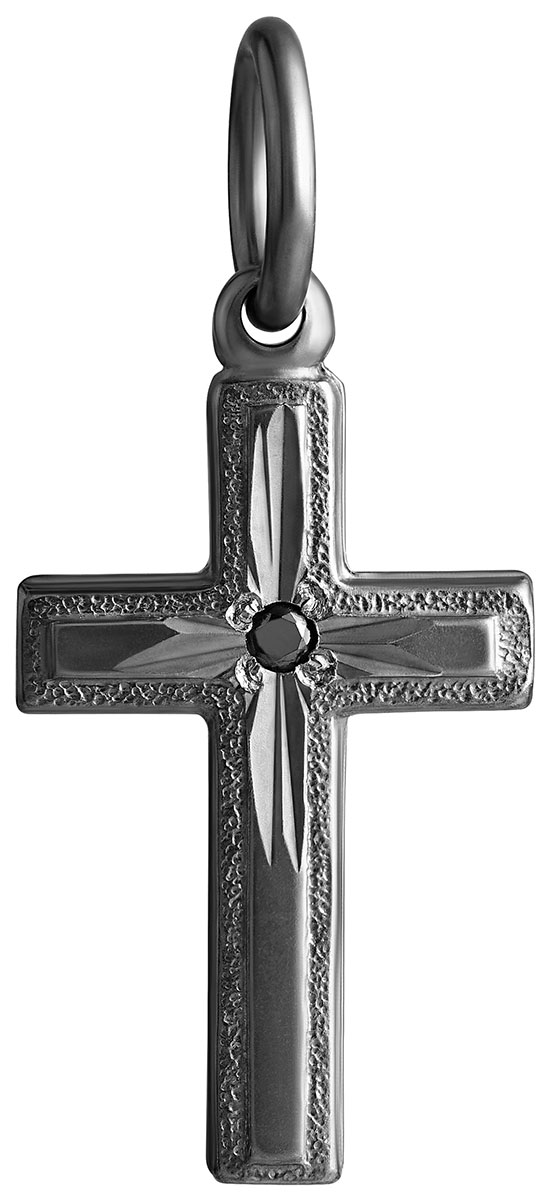Top Gold silver cross 11x18mm diamond 0.01ct darkened 425666354004