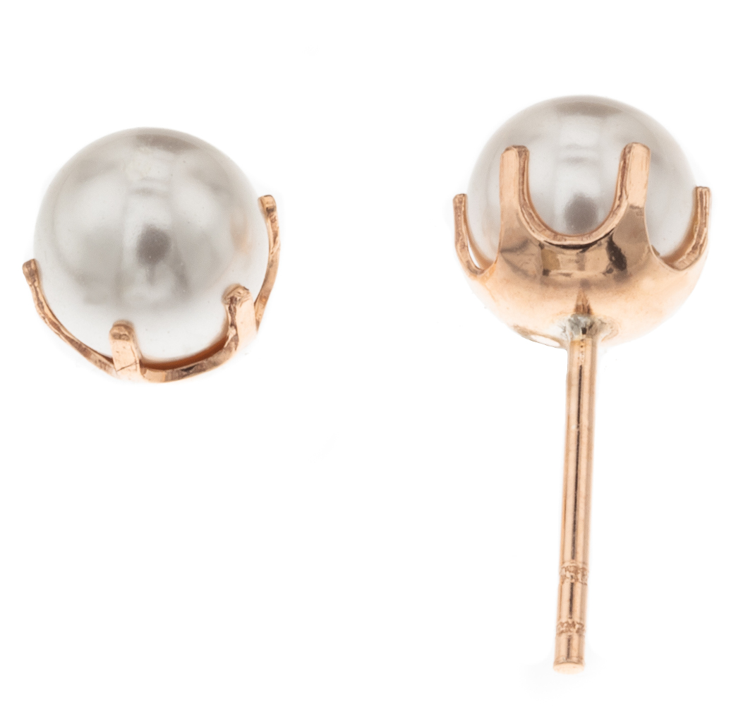 Silver Bar pearlearrings 6 mm goldplated 4226