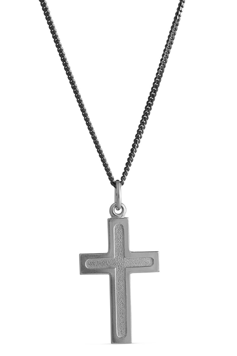 Top Gold silver cross textured black 42 5664 2500