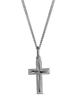 Top Gold decorative engraved confirmation cross textured edge small black 42 5666 2500 03